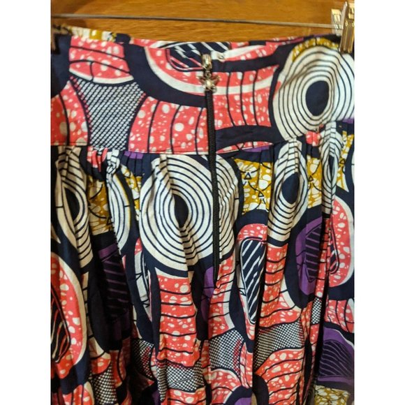 Gypsy Bright Skirt Flare Boho Maxi Pink Purple Navy Blue Bow Tie Waist 33 W 43 L - Picture 5 of 10